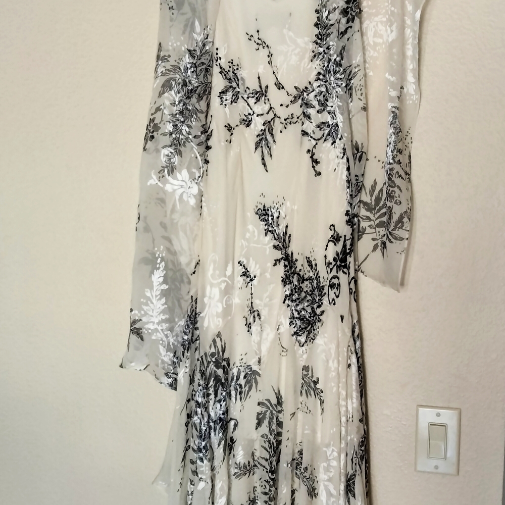 White and Black Floral Maxi Dress with matching scarf